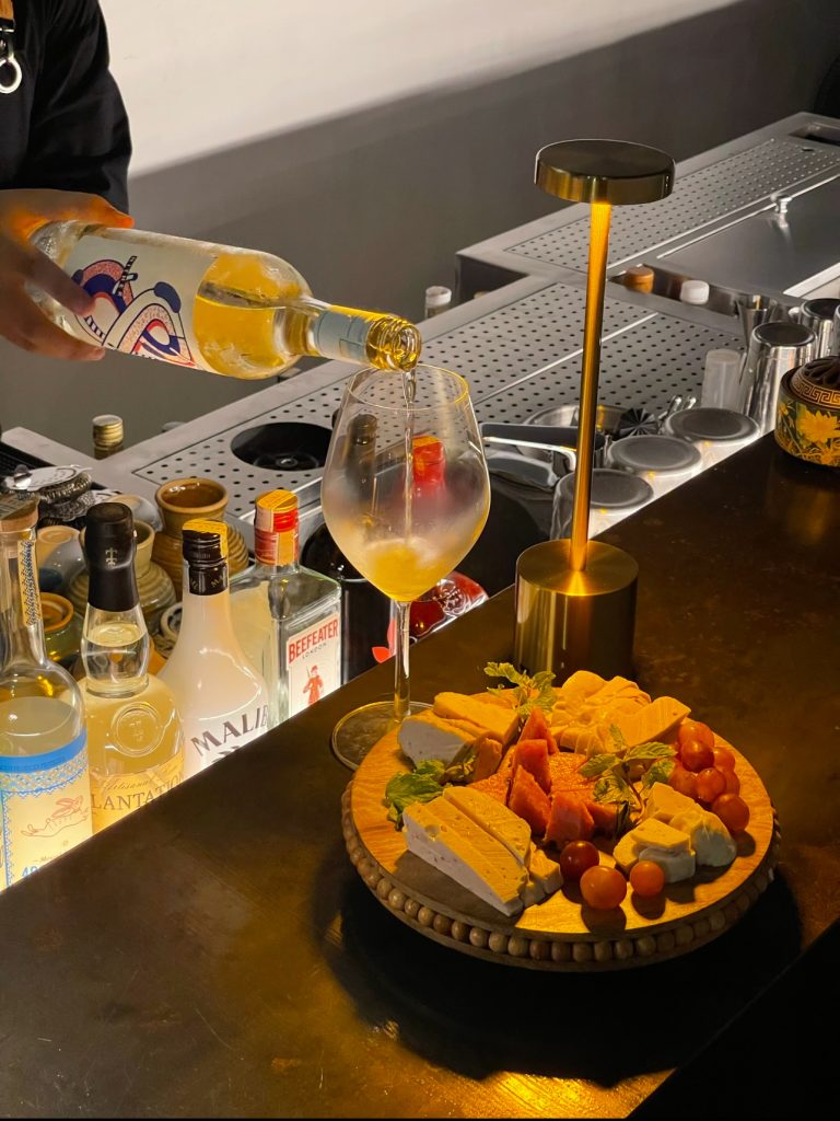 Wine and cheese plate